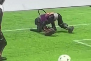 ????太損了！網(wǎng)友曬機(jī)器人踢球視頻：曼聯(lián)訓(xùn)練片段泄露