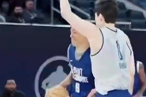 不信邪？快船新秀尼德豪澤想挑戰(zhàn)楊瀚森，小楊這切球手速太快了！